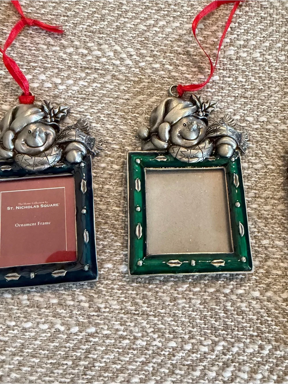 St. Nicholas Square Set Of 3 Square Snowman Photo Frames Christmas Ornaments